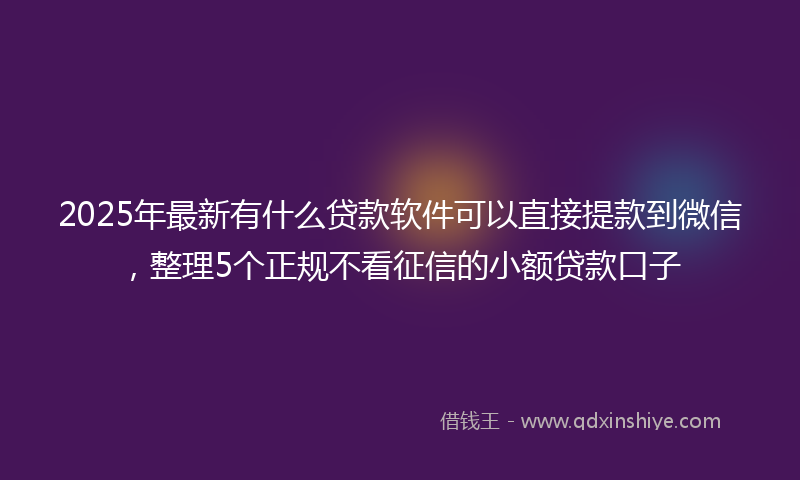 2025年最新有什么贷款软件可以直接提款到微信，整理5个正规不看征信的小额贷款口子