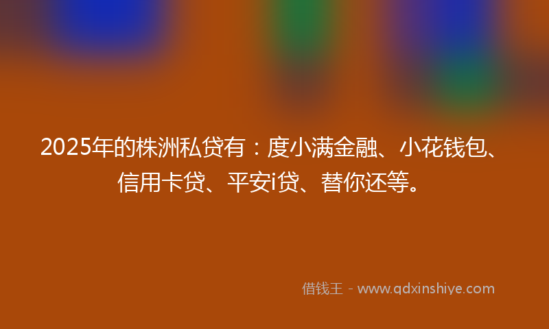 2025年的株洲私贷有：度小满金融、小花钱包、信用卡贷、平安i贷、替你还等。