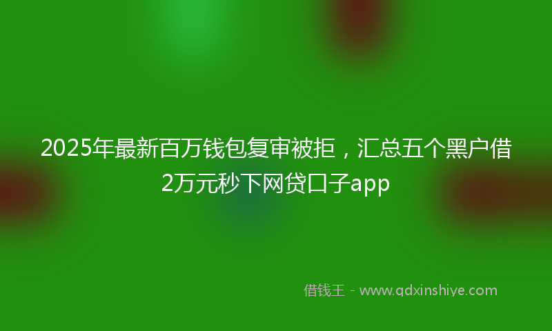 2025年最新百万钱包复审被拒，汇总五个黑户借2万元秒下网贷口子app