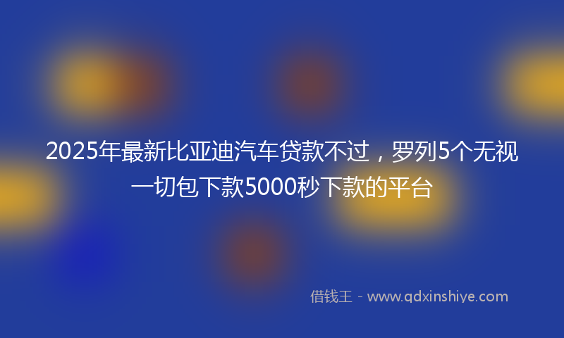2025年最新比亚迪汽车贷款不过，罗列5个无视一切包下款5000秒下款的平台