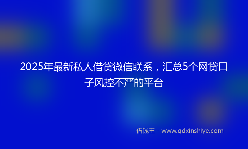 2025年最新私人借贷微信联系，汇总5个网贷口子风控不严的平台