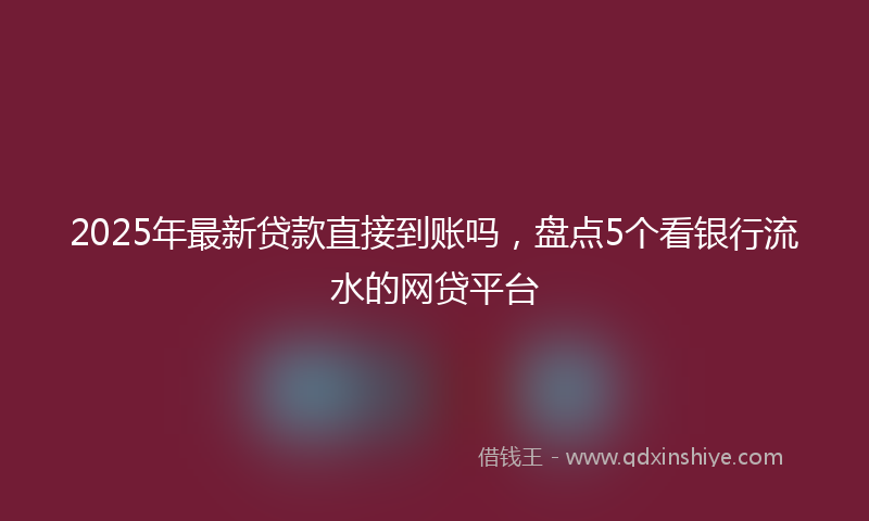 2025年最新贷款直接到账吗，盘点5个看银行流水的网贷平台
