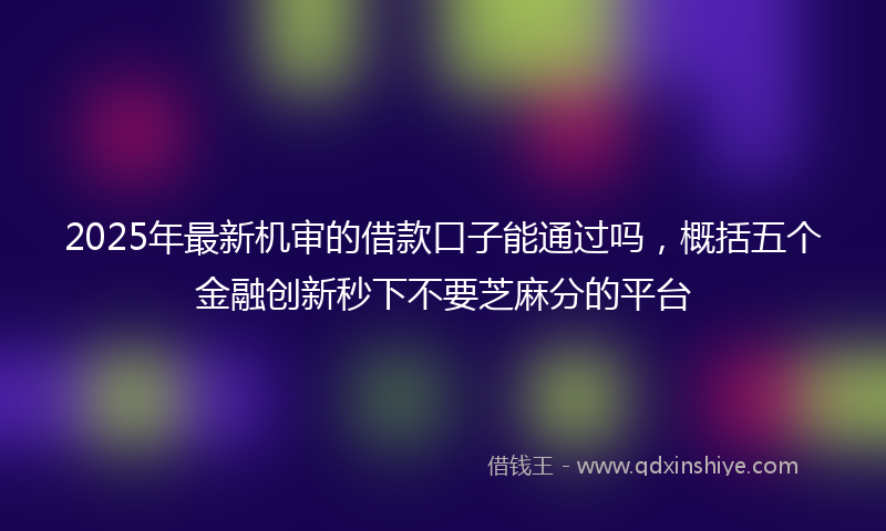2025年最新机审的借款口子能通过吗，概括五个金融创新秒下不要芝麻分的平台