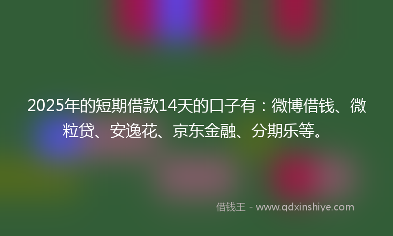2025年的短期借款14天的口子有：微博借钱、微粒贷、安逸花、京东金融、分期乐等。