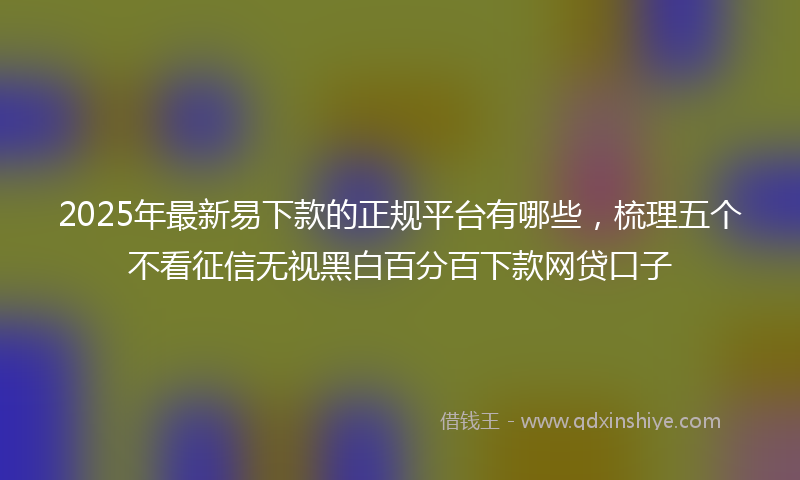 2025年最新易下款的正规平台有哪些，梳理五个不看征信无视黑白百分百下款网贷口子