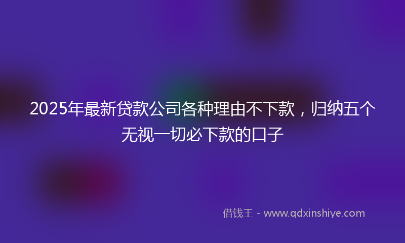 2025年最新贷款公司各种理由不下款，归纳五个无视一切必下款的口子
