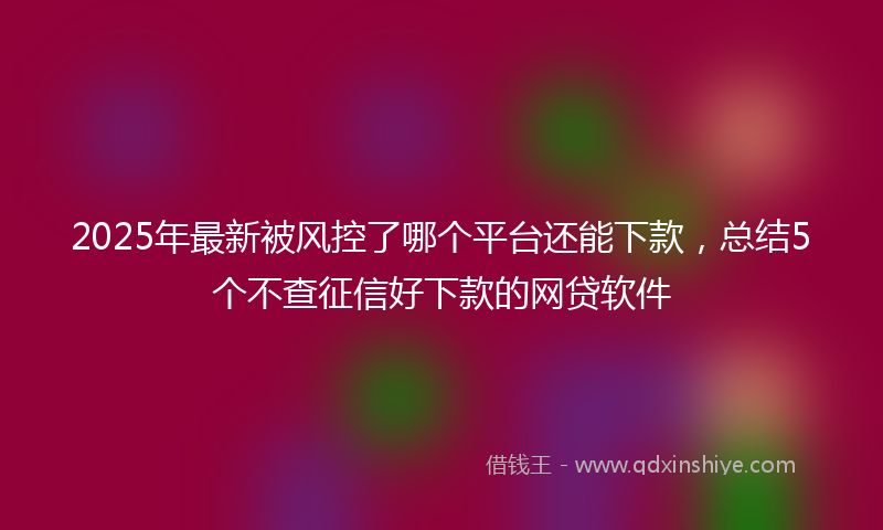 2025年最新被风控了哪个平台还能下款，总结5个不查征信好下款的网贷软件