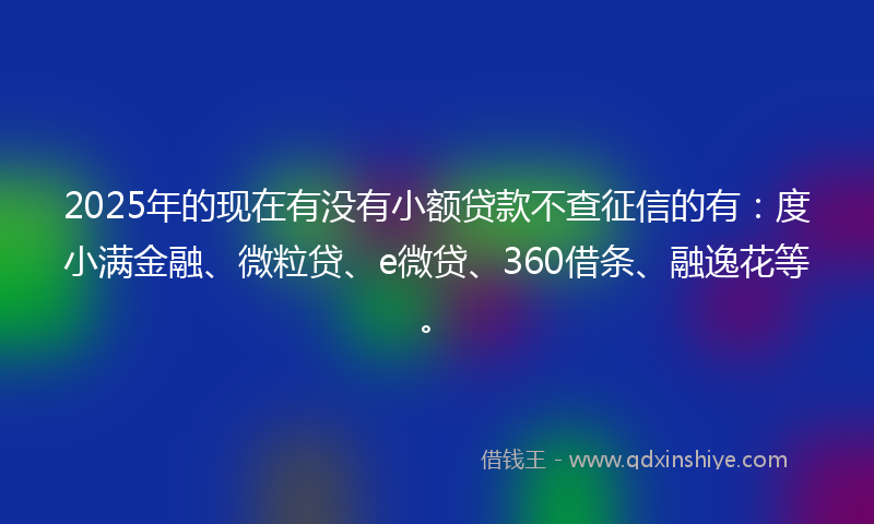 2025年的现在有没有小额贷款不查征信的有：度小满金融、微粒贷、e微贷、360借条、融逸花等。