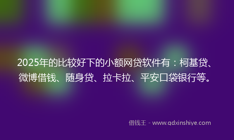 2025年的比较好下的小额网贷软件有：柯基贷、微博借钱、随身贷、拉卡拉、平安口袋银行等。