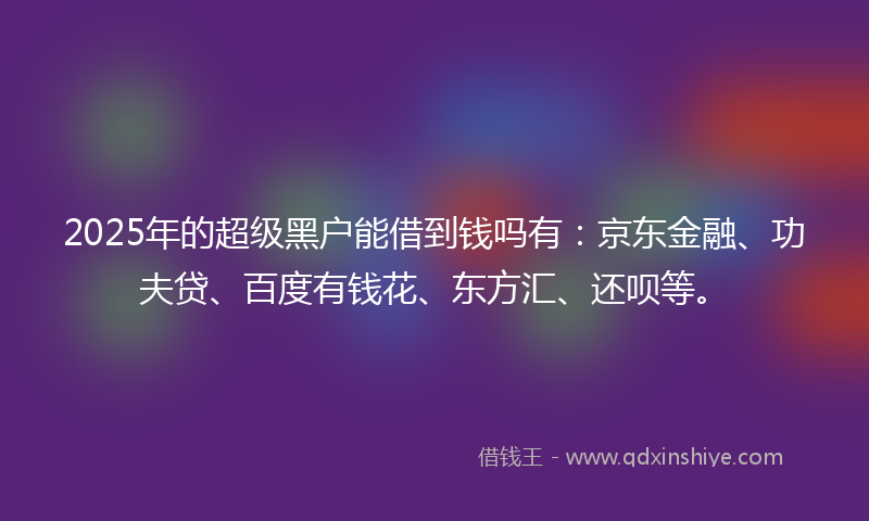 2025年的超级黑户能借到钱吗有：京东金融、功夫贷、百度有钱花、东方汇、还呗等。