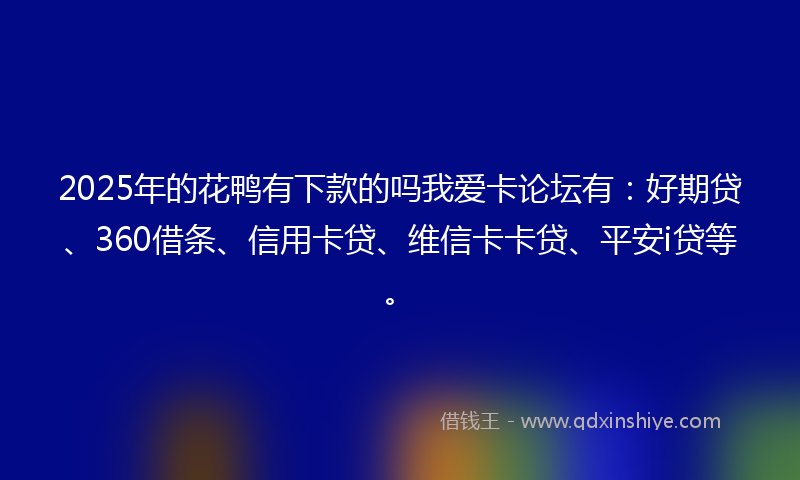 2025年的花鸭有下款的吗我爱卡论坛有：好期贷、360借条、信用卡贷、维信卡卡贷、平安i贷等。