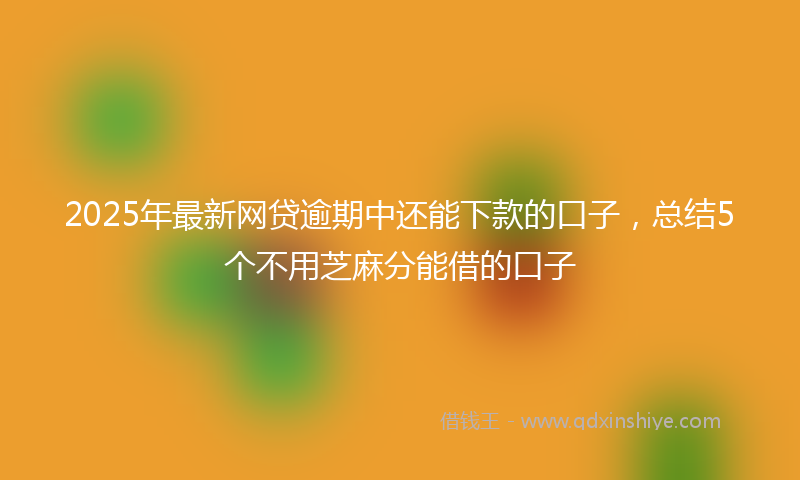 2025年最新网贷逾期中还能下款的口子，总结5个不用芝麻分能借的口子