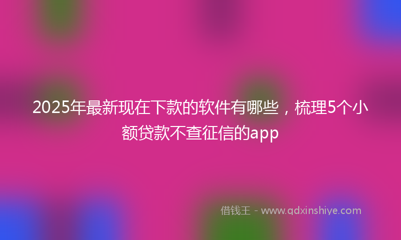 2025年最新现在下款的软件有哪些，梳理5个小额贷款不查征信的app