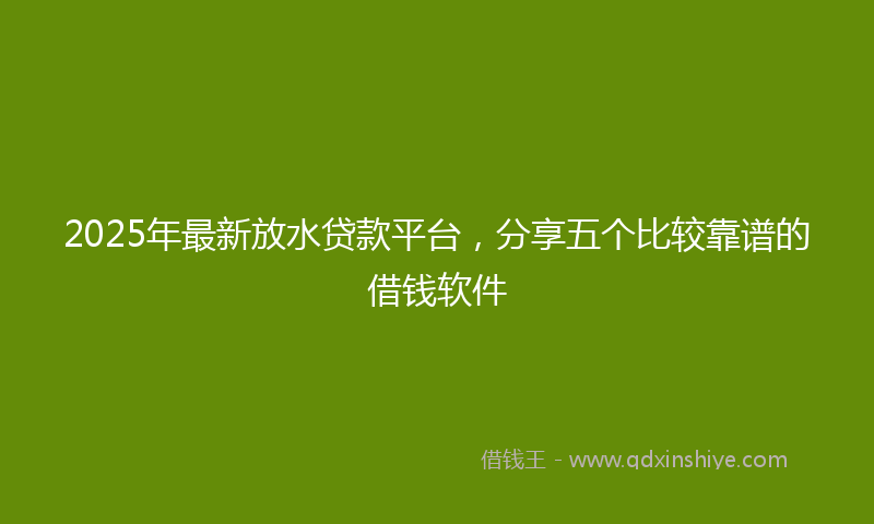 2025年最新放水贷款平台，分享五个比较靠谱的借钱软件