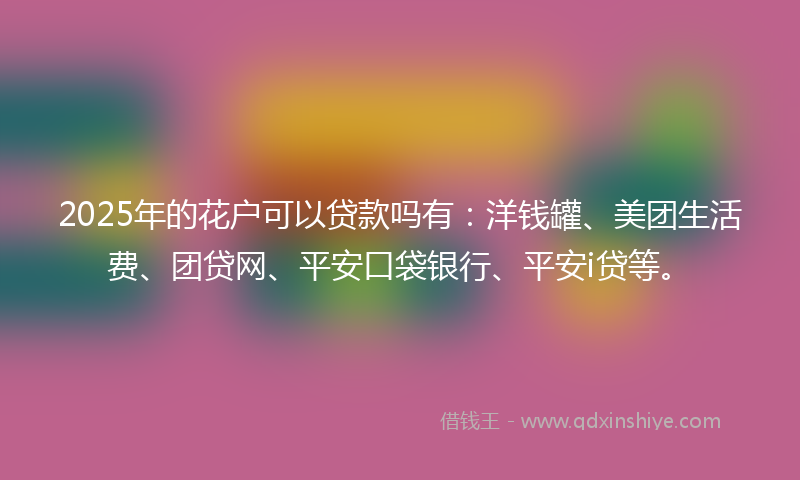 2025年的花户可以贷款吗有：洋钱罐、美团生活费、团贷网、平安口袋银行、平安i贷等。