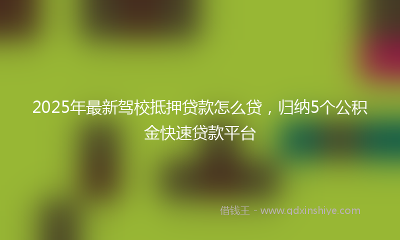 2025年最新驾校抵押贷款怎么贷，归纳5个公积金快速贷款平台