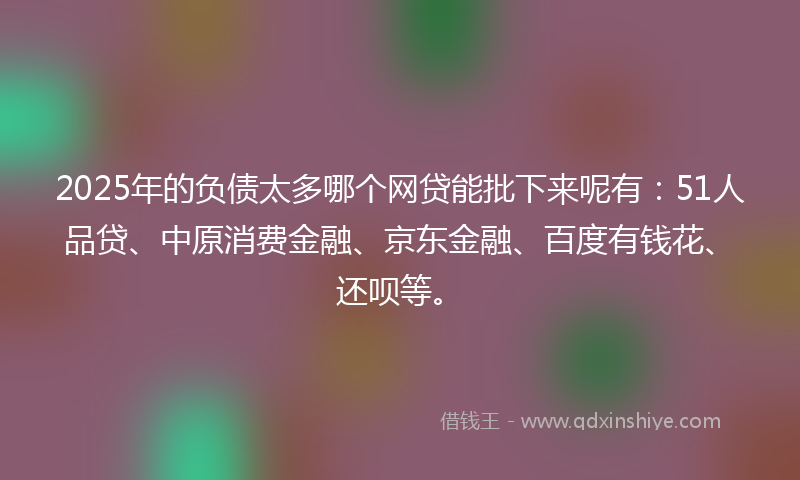2025年的负债太多哪个网贷能批下来呢有：51人品贷、中原消费金融、京东金融、百度有钱花、还呗等。