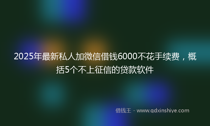 2025年最新私人加微信借钱6000不花手续费，概括5个不上征信的贷款软件