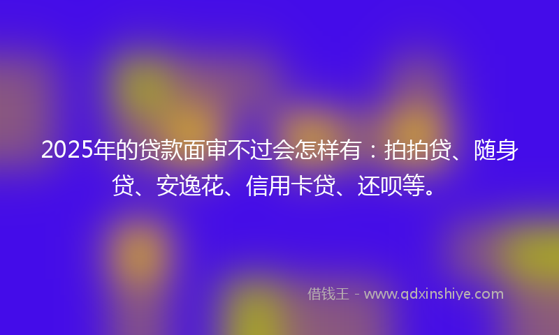 2025年的贷款面审不过会怎样有：拍拍贷、随身贷、安逸花、信用卡贷、还呗等。