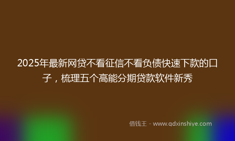 2025年最新网贷不看征信不看负债快速下款的口子，梳理五个高能分期贷款软件新秀