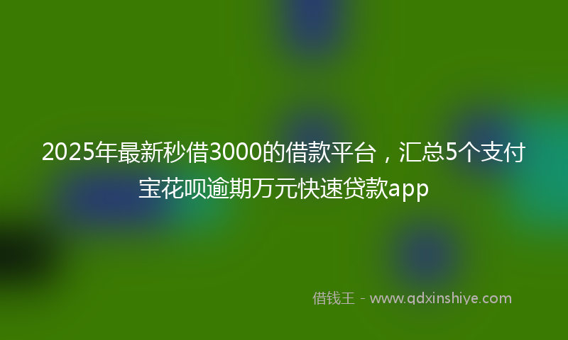 2025年最新秒借3000的借款平台，汇总5个支付宝花呗逾期万元快速贷款app