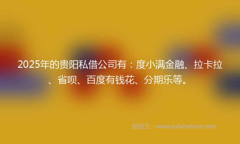 2025年的贵阳私借公司有：度小满金融、拉卡拉、省呗、百度有钱花、分期乐等。