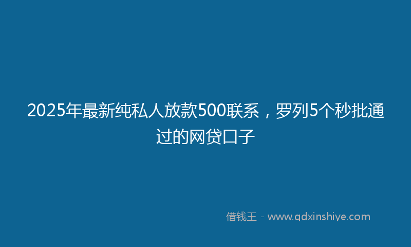 2025年最新纯私人放款500联系，罗列5个秒批通过的网贷口子