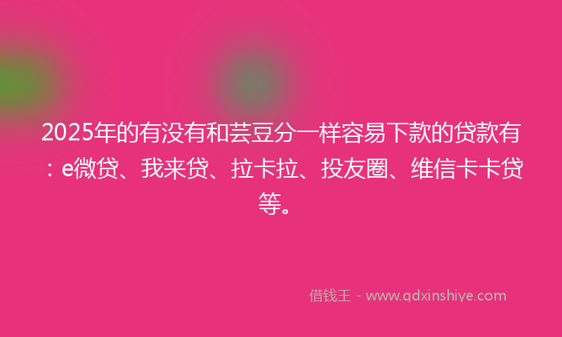 2025年的有没有和芸豆分一样容易下款的贷款有：e微贷、我来贷、拉卡拉、投友圈、维信卡卡贷等。