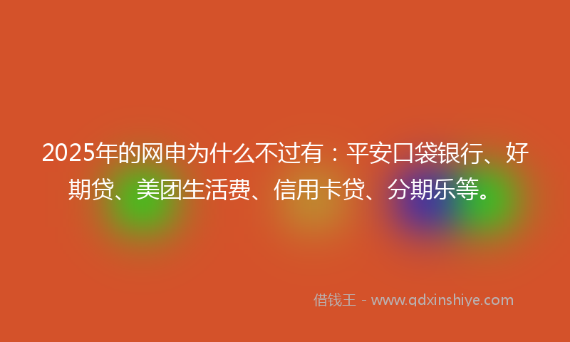 2025年的网申为什么不过有：平安口袋银行、好期贷、美团生活费、信用卡贷、分期乐等。