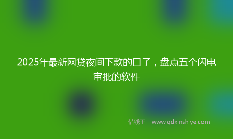 2025年最新网贷夜间下款的口子，盘点五个闪电审批的软件