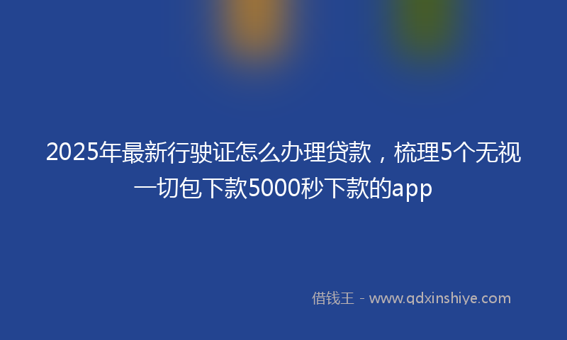 2025年最新行驶证怎么办理贷款，梳理5个无视一切包下款5000秒下款的app