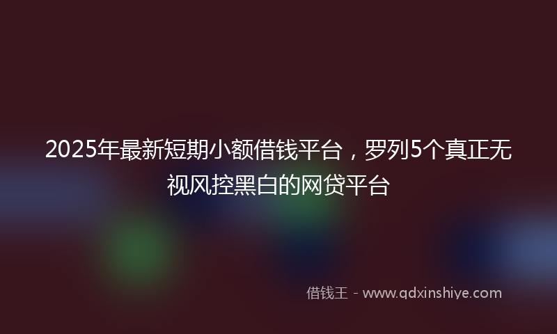 2025年最新短期小额借钱平台，罗列5个真正无视风控黑白的网贷平台