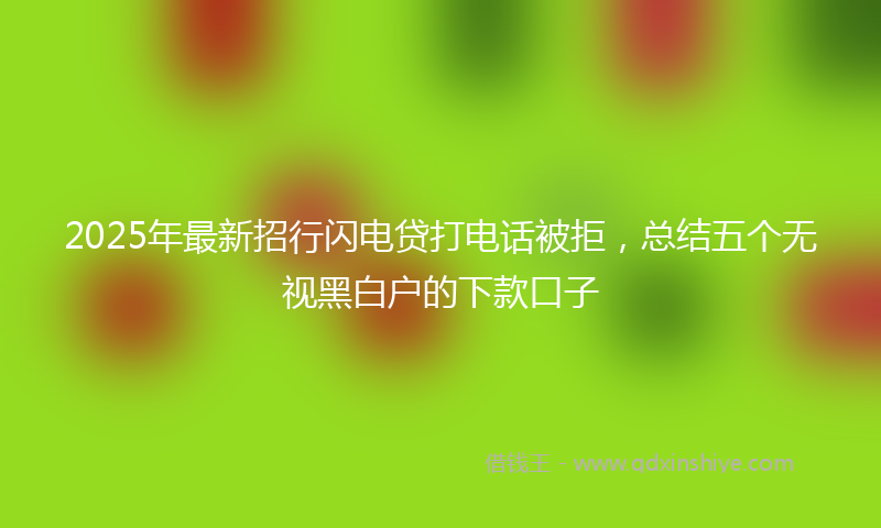 2025年最新招行闪电贷打电话被拒，总结五个无视黑白户的下款口子