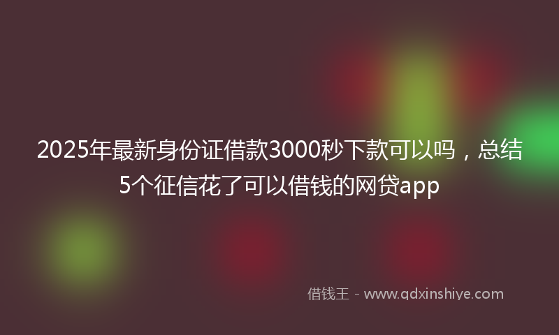 2025年最新身份证借款3000秒下款可以吗，总结5个征信花了可以借钱的网贷app