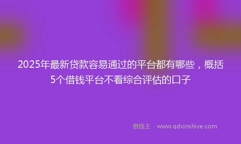 2025年最新贷款容易通过的平台都有哪些，概括5个借钱平台不看综合评估的口子