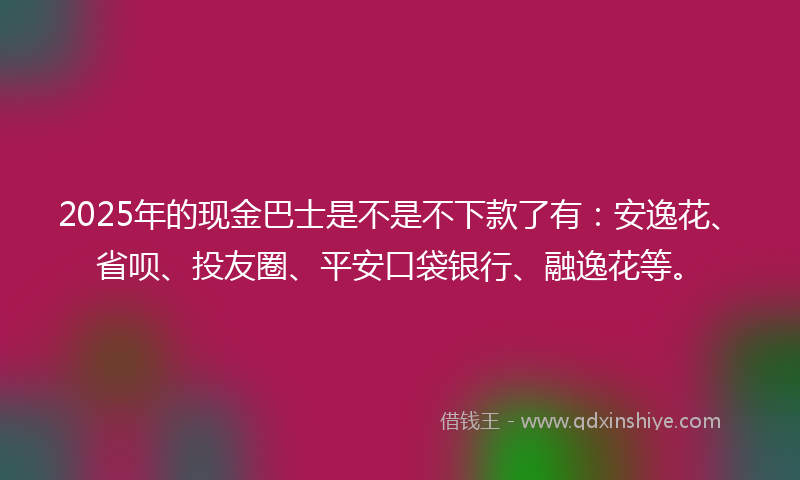 2025年的现金巴士是不是不下款了有：安逸花、省呗、投友圈、平安口袋银行、融逸花等。