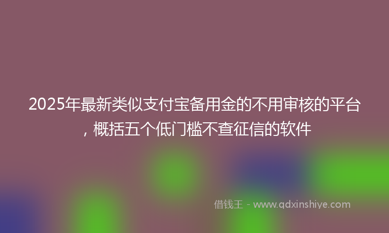 2025年最新类似支付宝备用金的不用审核的平台，概括五个低门槛不查征信的软件