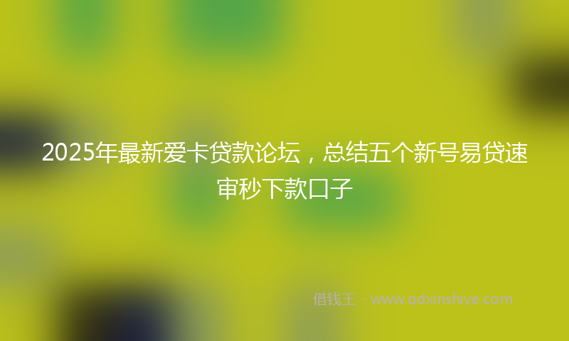 2025年最新爱卡贷款论坛，总结五个新号易贷速审秒下款口子