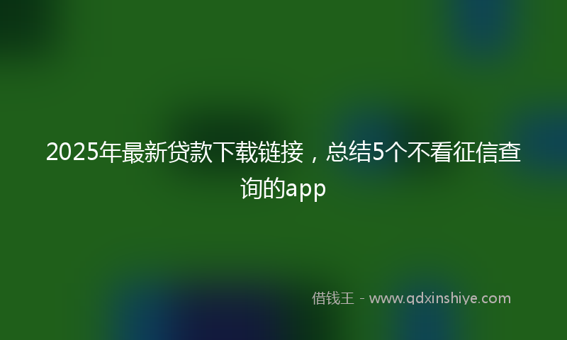 2025年最新贷款下载链接，总结5个不看征信查询的app