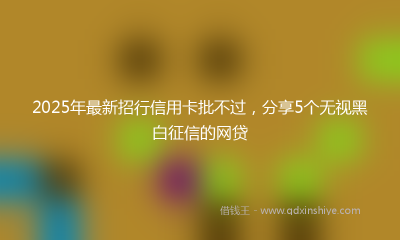 2025年最新招行信用卡批不过，分享5个无视黑白征信的网贷