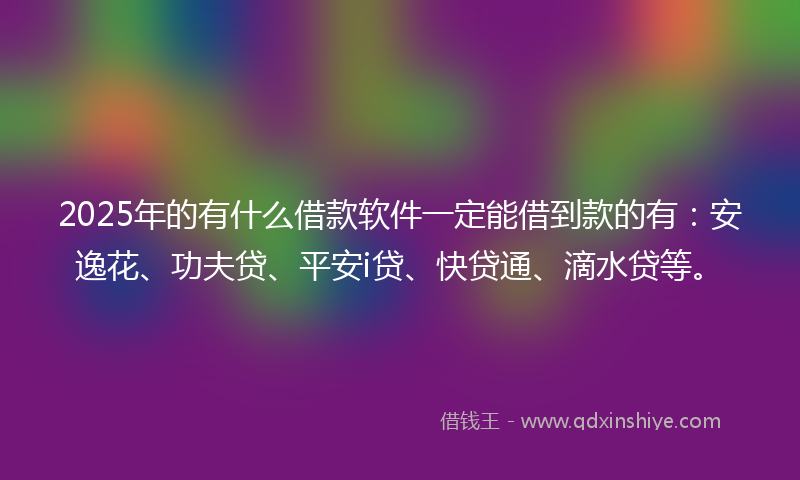 2025年的有什么借款软件一定能借到款的有：安逸花、功夫贷、平安i贷、快贷通、滴水贷等。