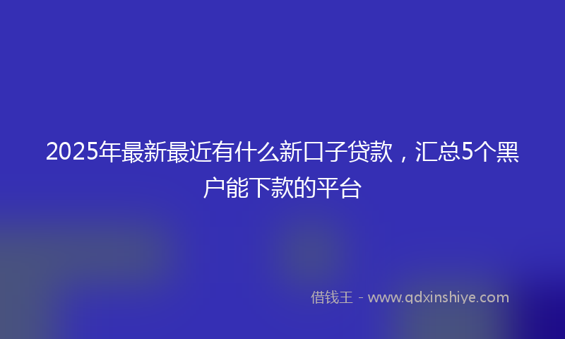 2025年最新最近有什么新口子贷款，汇总5个黑户能下款的平台