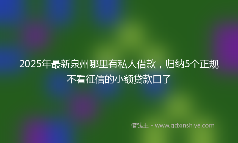 2025年最新泉州哪里有私人借款，归纳5个正规不看征信的小额贷款口子