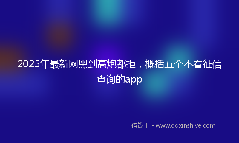 2025年最新网黑到高炮都拒，概括五个不看征信查询的app