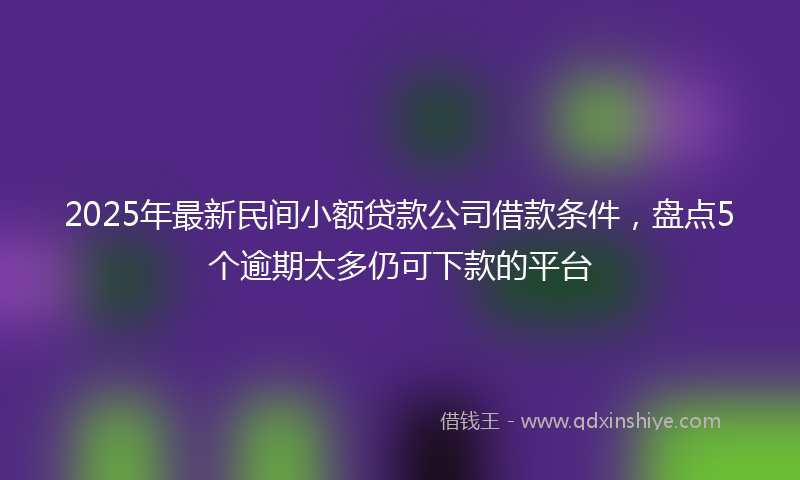 2025年最新民间小额贷款公司借款条件，盘点5个逾期太多仍可下款的平台