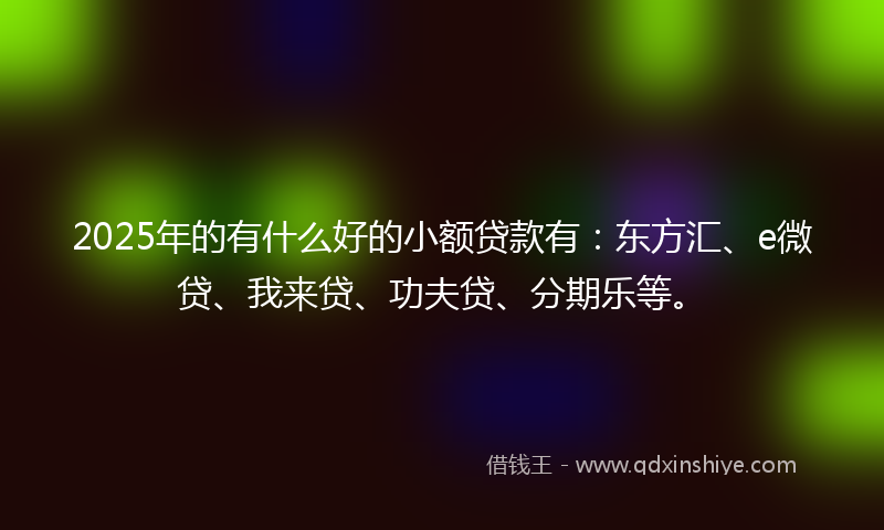2025年的有什么好的小额贷款有：东方汇、e微贷、我来贷、功夫贷、分期乐等。