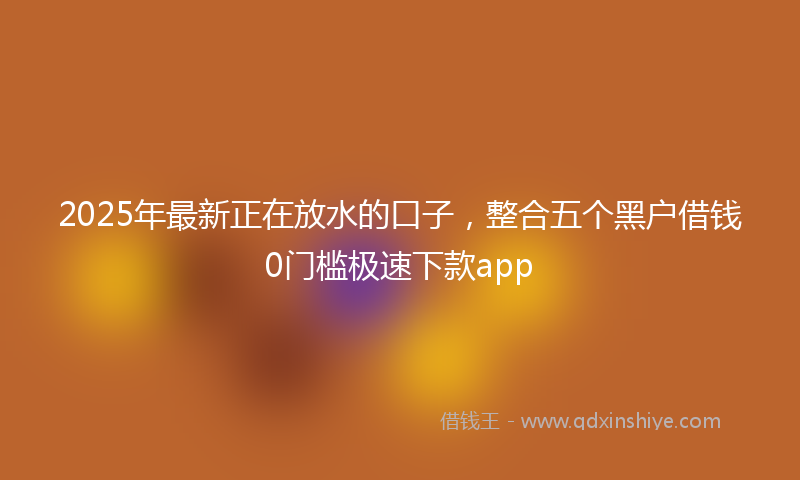 2025年最新正在放水的口子，整合五个黑户借钱0门槛极速下款app