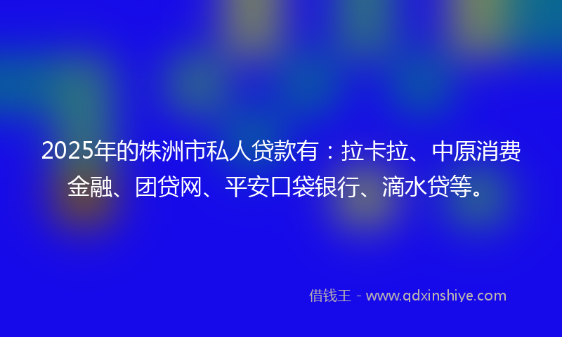 2025年的株洲市私人贷款有：拉卡拉、中原消费金融、团贷网、平安口袋银行、滴水贷等。