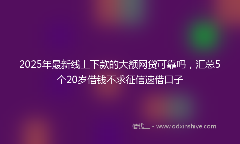 2025年最新线上下款的大额网贷可靠吗，汇总5个20岁借钱不求征信速借口子