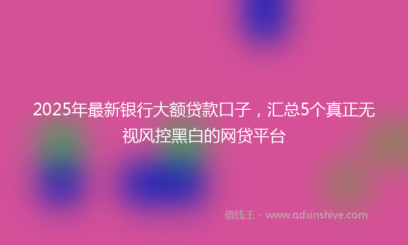 2025年最新银行大额贷款口子，汇总5个真正无视风控黑白的网贷平台
